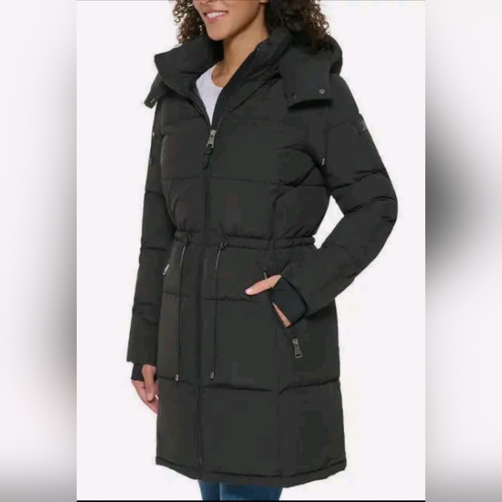 DKNY Long Black Puffer Coat